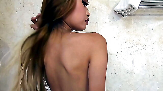 Natasha small tits, filipina teen blowjob, small tit asian teen shower, blowjob asian shower, got filipina